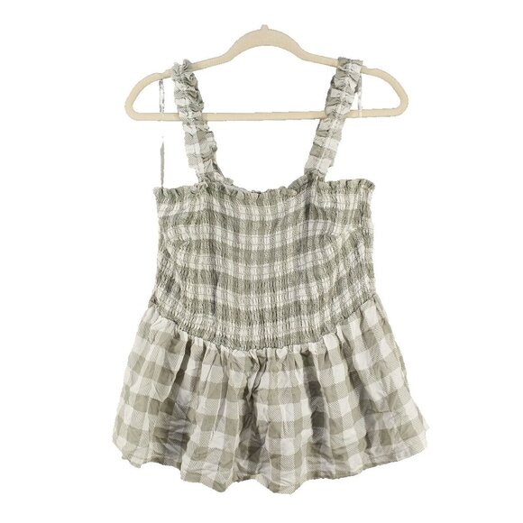 ANGELS Smocked Women Top Size XL(16-18) Woven Casual Pullover Gingham Pattern - Picture 1 of 13